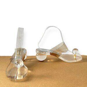 Vintage Lucite Thong Sandals with Ball Heels. Saks Fifth Avenue